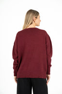 WOMEN'S KNIT CREW-NECKLINE SWEATER WITH SET-IN LONG SLEEVES AND GOLD FOIL DETAILING