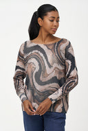 Women's Knit Boat-Neck Sweater with Long Sleeves