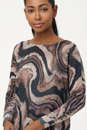 Women's Knit Boat-Neck Sweater with Long Sleeves