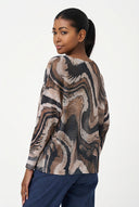 Women's Knit Boat-Neck Sweater with Long Sleeves