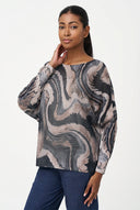 Women's Knit Boat-Neck Sweater with Long Sleeves