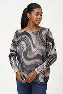 Women's Knit Boat-Neck Sweater with Long Sleeves
