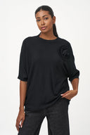 Women's Knit Short Sleeve Crew-Neck Sweater | M