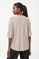 Women's Knit Crew-Neck Sweater, Short Sleeves & Attached Flower