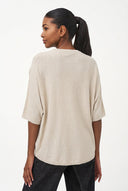 Women's Knit Crew-Neck Sweater, Short Sleeves & Attached Flower