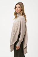 Women's Oversized Knit Turtleneck Sweater, Long Sleeves & Scooped Hem