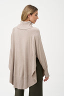 Women's Oversized Knit Turtleneck Sweater, Long Sleeves & Scooped Hem