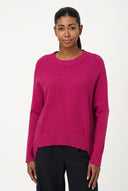 Women's Crew-Neck Sweater, Long Drop-Shoulder Sleeves & High-Low Hem