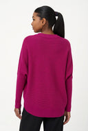 Women's Crew-Neck Sweater, Long Drop-Shoulder Sleeves & High-Low Hem