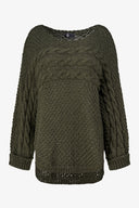 Women's Wide-Neck Cable Knit Sweater | M