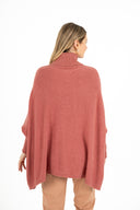 WOMEN'S KNIT TURTLE-NECK TUNIC-LENGTH SWEATER, WITH LONG BAT-SLEEVES
