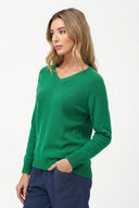 Women's Knit V-Neck Sweater with Long Sleeves