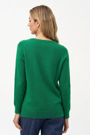 Women's Knit V-Neck Sweater with Long Sleeves