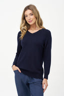 Women's Knit V-Neck Sweater with Long Sleeves