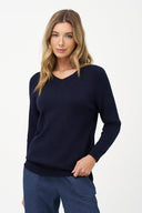 Women's Knit V-Neck Sweater with Long Sleeves