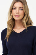 Women's Knit V-Neck Sweater with Long Sleeves