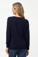 Women's Knit V-Neck Sweater with Long Sleeves