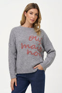 Women's Knit Crew-Neck Sweater with Long Sleeves