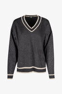 Women's Knit V-Neck Sweater With A Patch Pocket At The Chest And Long Sleeves | M