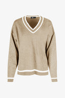 Women's Knit V-Neck Sweater With A Patch Pocket At The Chest And Long Sleeves | M