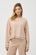 Women's Knit Crew-Neck Sweater with Long Sleeves