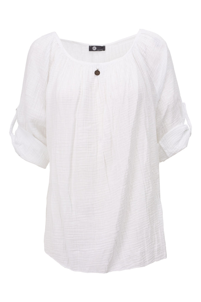 M Made in Italy - Roll-tab Sleeve Blouse