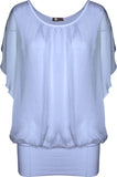 M Made in Italy - Short Sleeve Woven Silk Top Plus Size