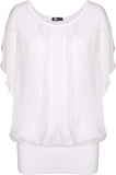 M Made in Italy - Short Sleeve Woven Silk Top Plus Size