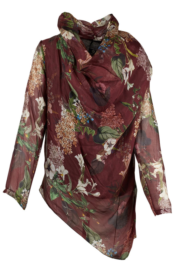M Made in Italy - Floral Draped Asymmetric Tunic Plus Size
