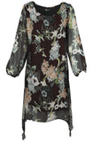 M Made in Italy - Women's Floral Long-Sleeve Dress Plus Size