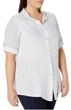 M Made in Italy - Plus Size Striped Button Down Shirt