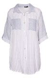 M Made in Italy - Plus Size Striped Button Down Shirt